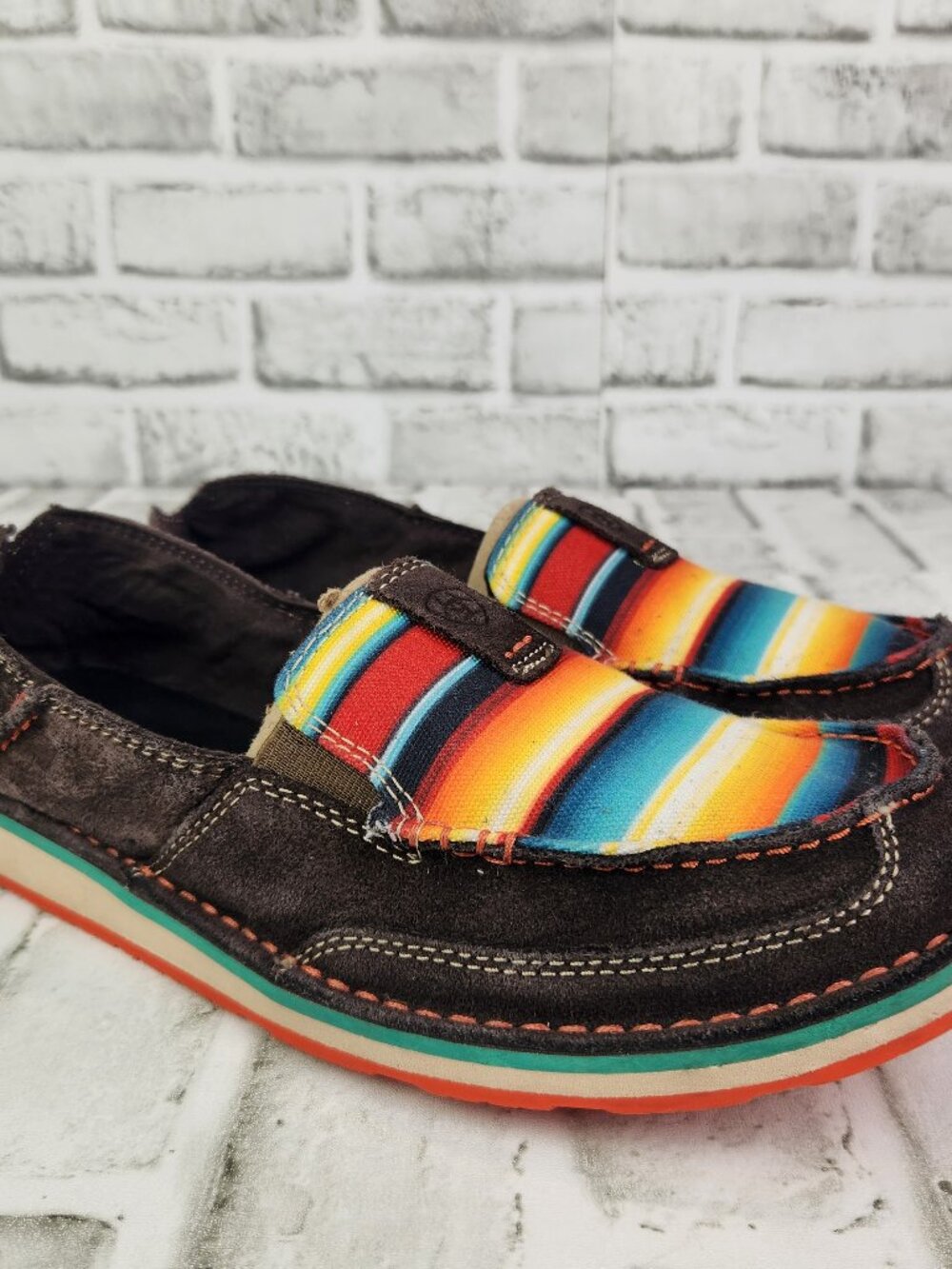 Ariat Cruiser Serape Women's Sz 9.5 B Brown Leather Western Loafer Slip-On Shoes